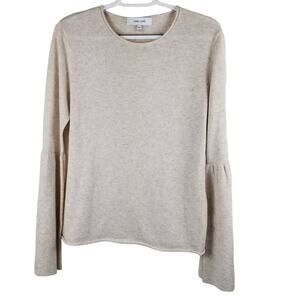 John & Jenn Super Soft Heathered Beig Bell Sleeve Sweater Women's Sz M